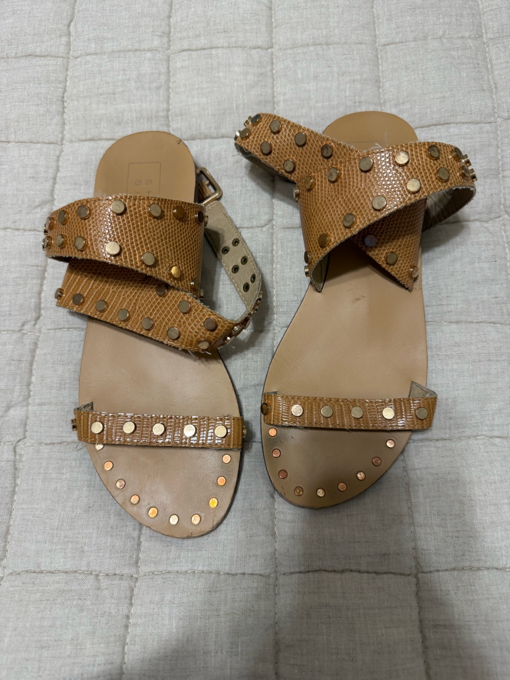 Shu Shop Studded Tan Leather Sandals - Women